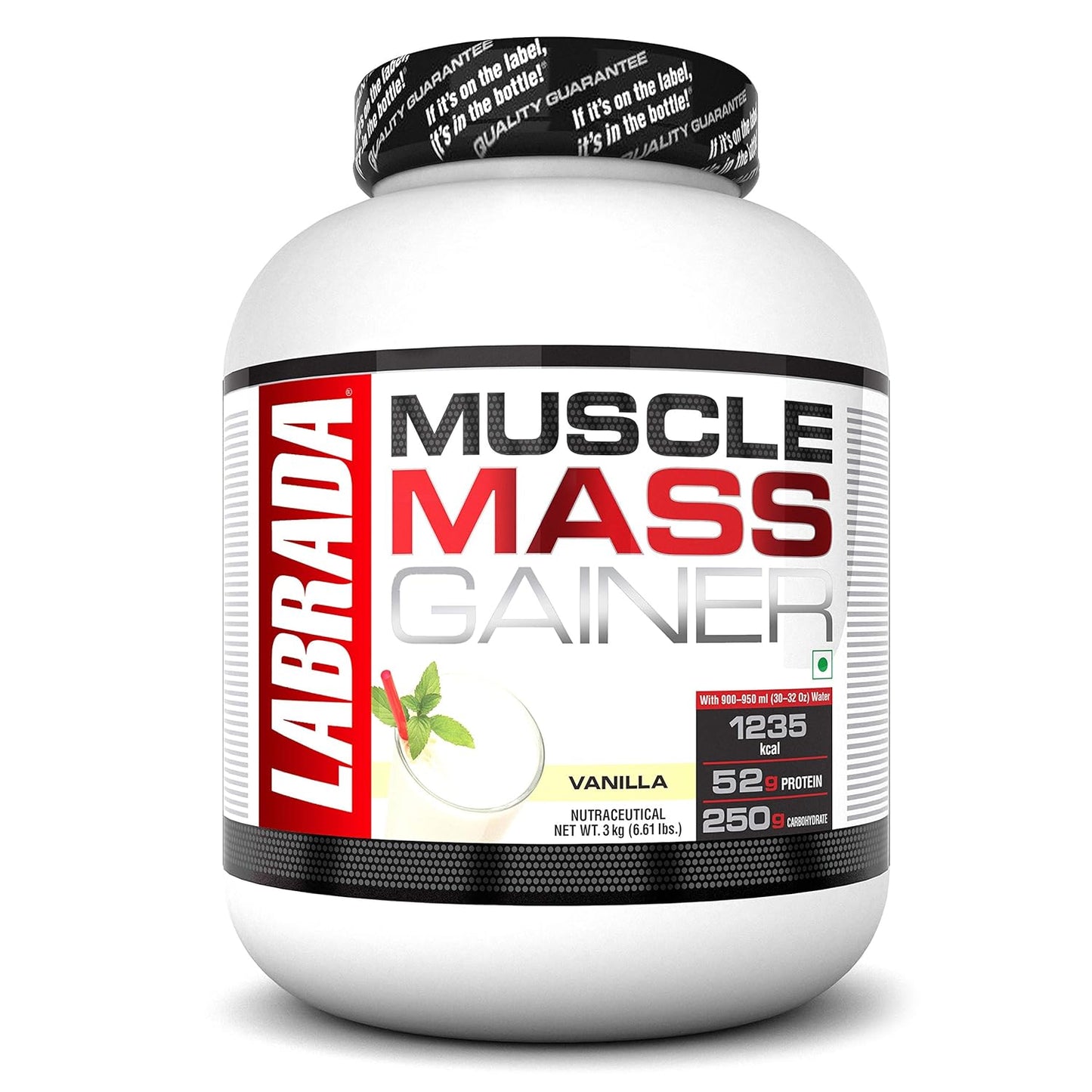 Labrada Muscle Mass Gainer Powder | Gain Weight | Post-Workout | 52g Protein | 250g Carbs | 1g Creatine | 500mg L-Carnitine | 9 Servings