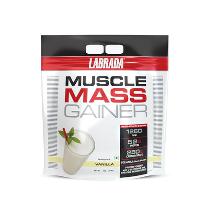 Labrada Muscle Mass Gainer Powder | Gain Weight | Post-Workout | 52g Protein | 250g Carbs | 1g Creatine | 500mg L-Carnitine | 9 Servings
