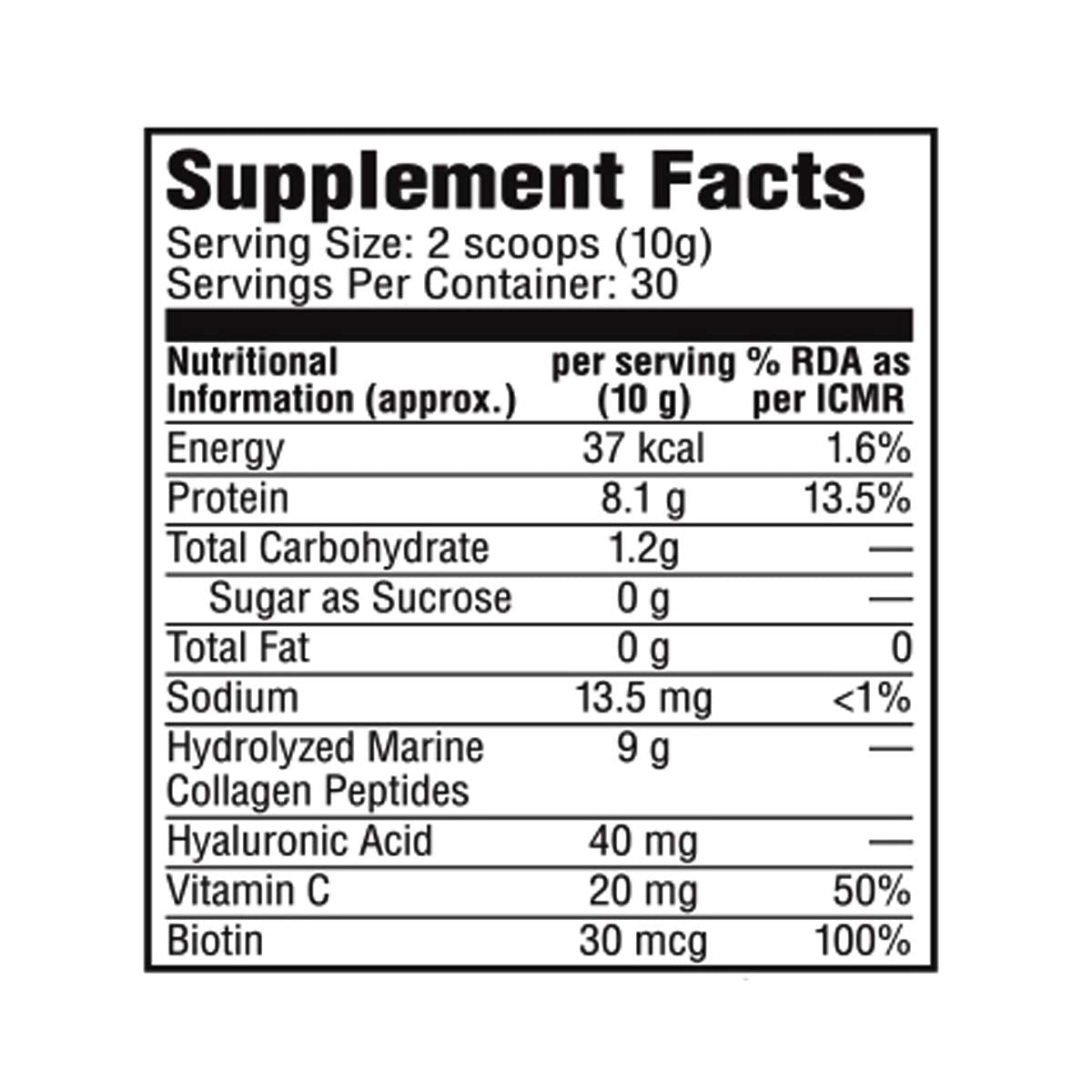 Labrada Marine Collagen Peptides Powder For healthy joints & skin | 300 g | No Beef |Hydrolyzed Collagen