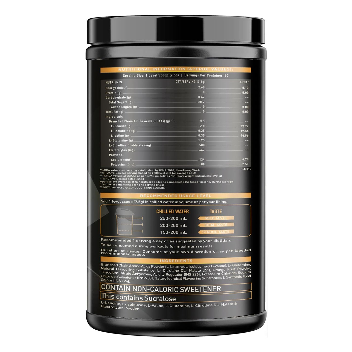 MuscleBlaze BCAA Gold 8:1:1 Powder | With Higher Leucine| Electrolytes & Glutamine