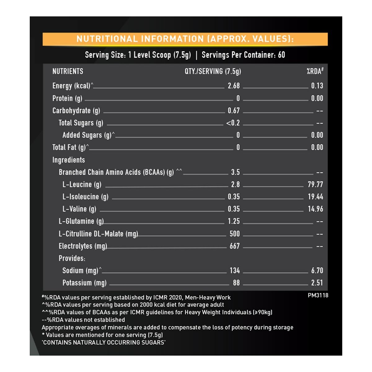 MuscleBlaze BCAA Gold 8:1:1 Powder | With Higher Leucine| Electrolytes & Glutamine