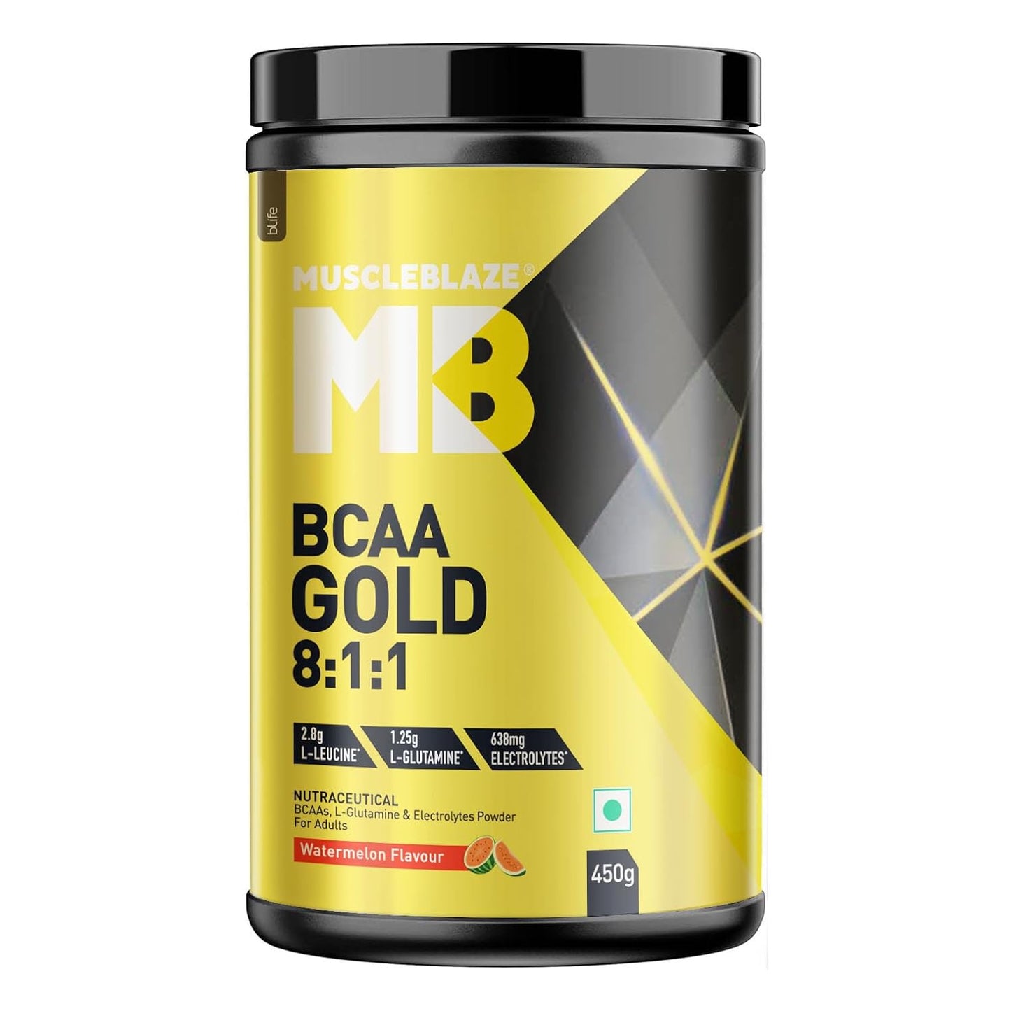 MuscleBlaze BCAA Gold 8:1:1 Powder | With Higher Leucine| Electrolytes & Glutamine