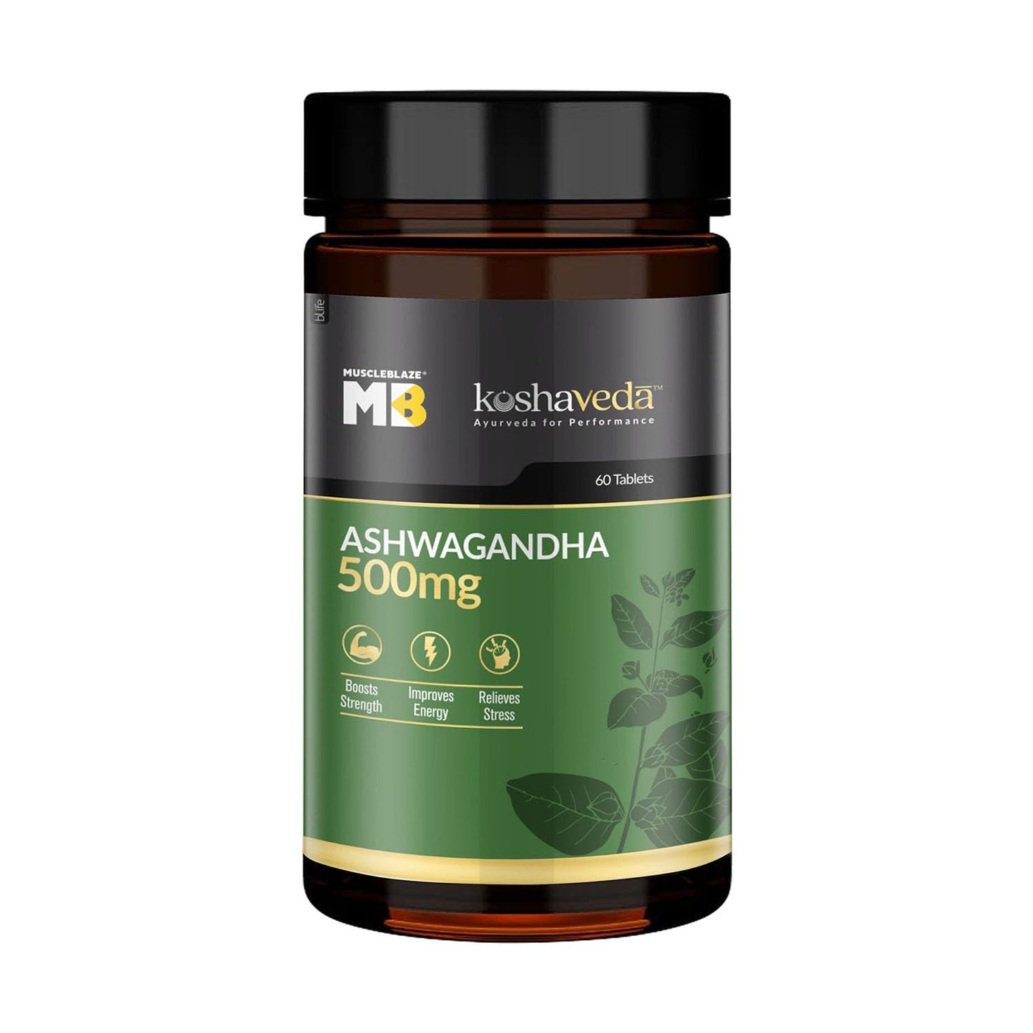 MuscleBlaze Koshaveda Ashwagandha 500mg | Ayurveda for Performance | High Strength Potent Formula | Boost Muscle Mass & Strength| Enhance Immunity