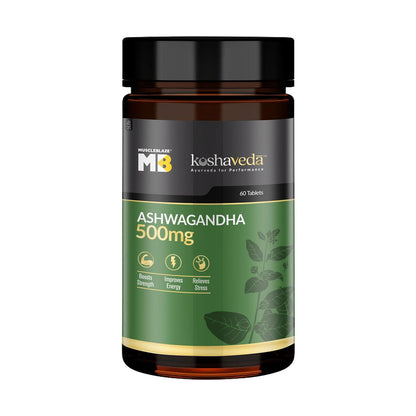 MuscleBlaze Koshaveda Ashwagandha 500mg | Ayurveda for Performance | High Strength Potent Formula | Boost Muscle Mass & Strength| Enhance Immunity