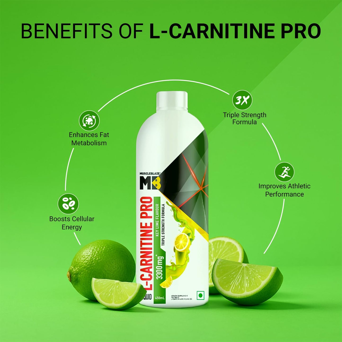 MuscleBlaze Liquid L-Carnitine PRO | 3300mg L- Carnitine |Triple Strength Formula