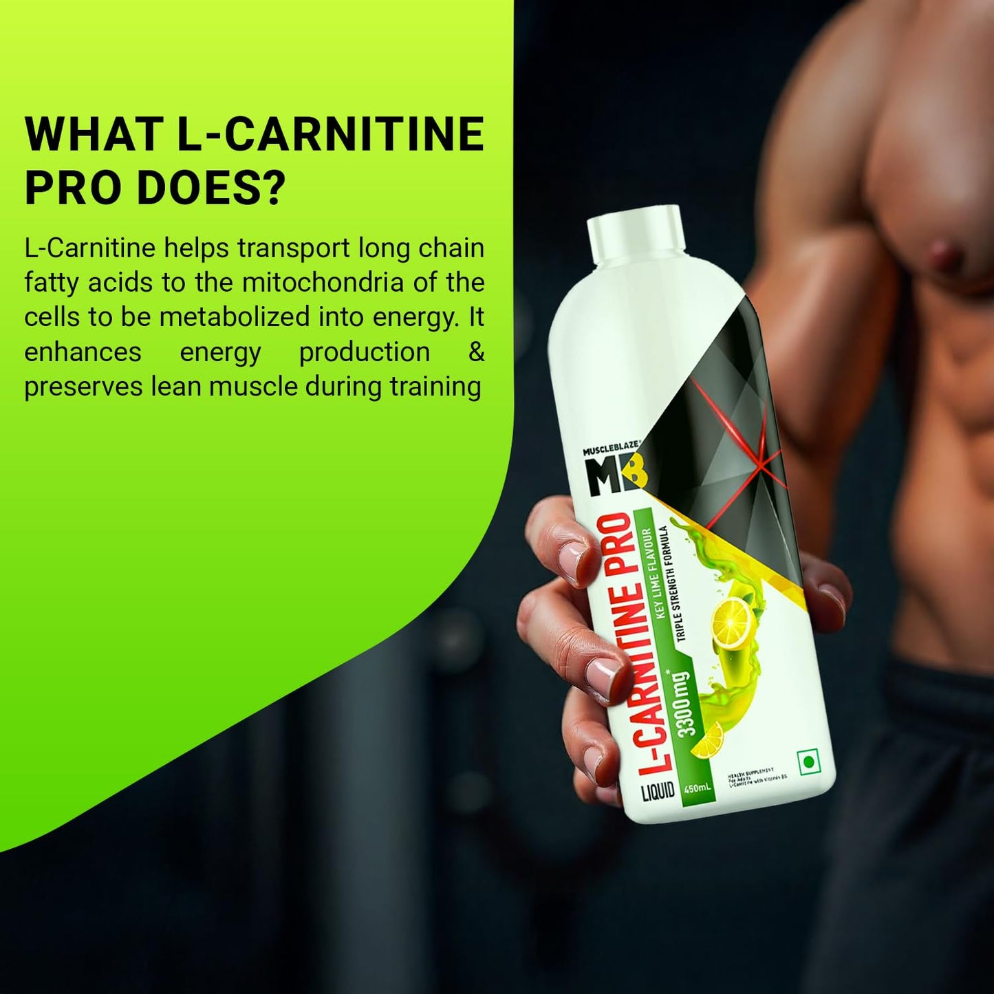 MuscleBlaze Liquid L-Carnitine PRO | 3300mg L- Carnitine |Triple Strength Formula
