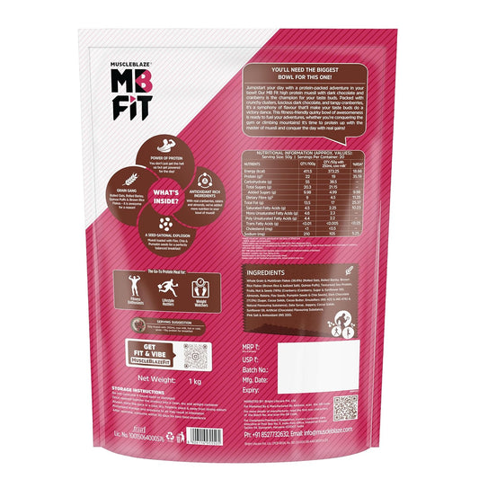 MuscleBlaze Fit High Protein Muesli | 22g Protein | With Raisins Almonds & Super Seeds| High Protein Breakfast Cereals