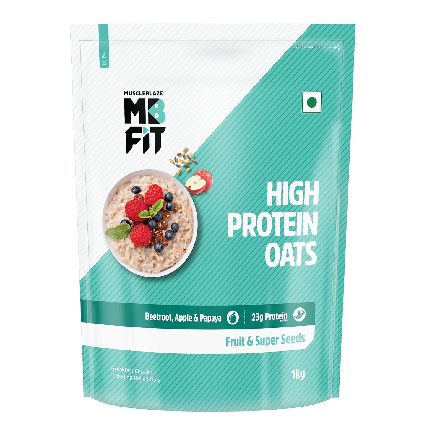 MuscleBlaze Fit High Protein Oats | 22g Protein | Breakfast Cereals for Weight Management