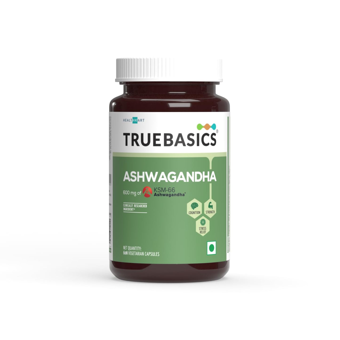 Muscleblaze TrueBasics Ashwagandha | 600mg of KSM 66 Ashwagandha | With Clinically Researched Ingredients | Energy and Immunity Booster