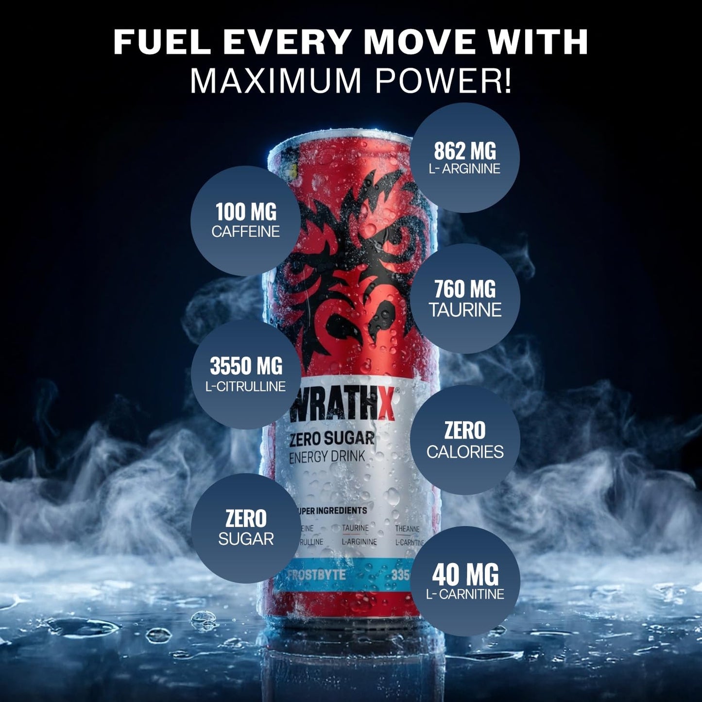 MuscleBlaze WrathX Energy Drink| 760mg Taurine |40mg L-Carnitine | Performance & Focus Booster