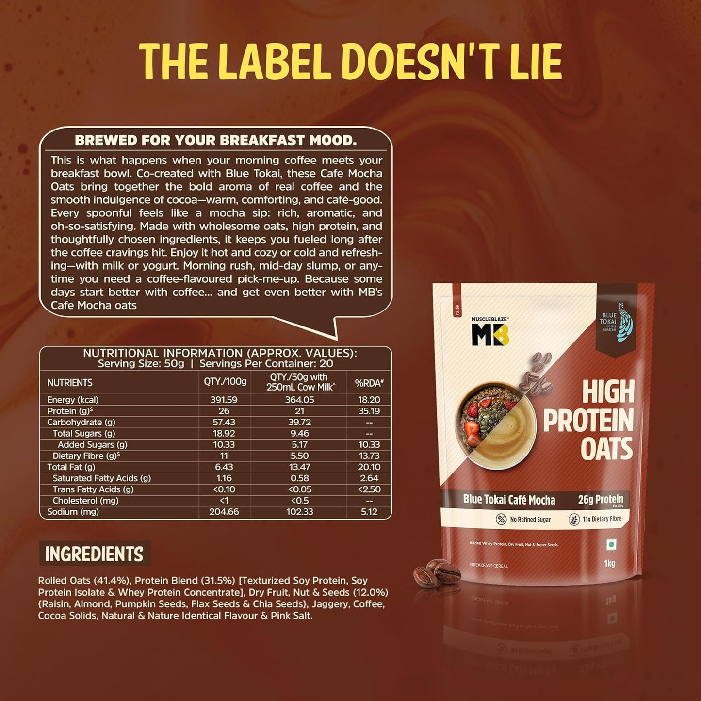 MuscleBlaze Fit High Protein Oats | 22g Protein | Breakfast Cereals for Weight Management