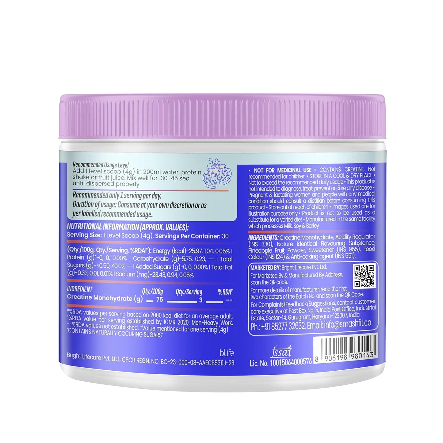 SMASH Micronised Creatine Monohydrate Powder