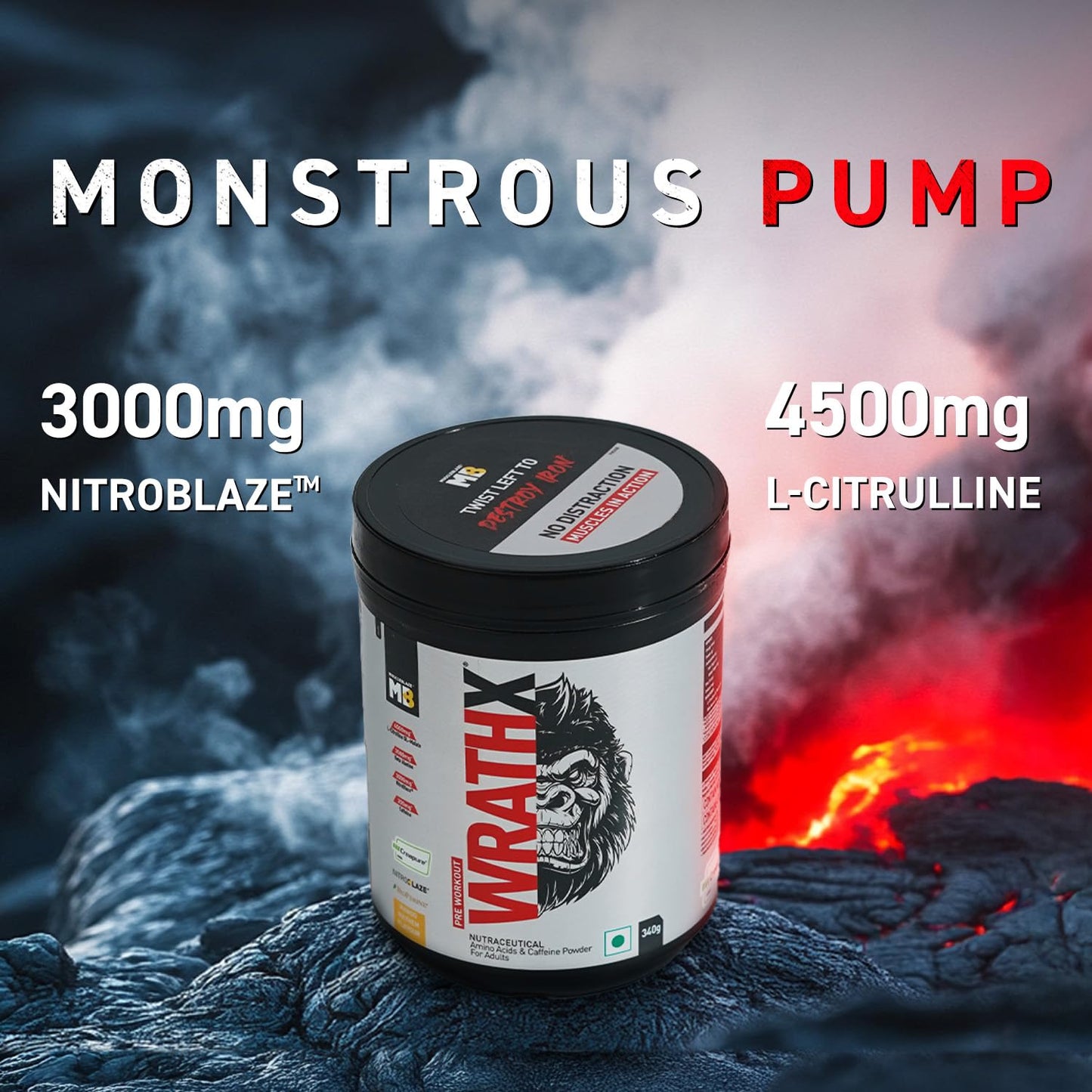 MuscleBlaze Pre Workout WrathX with Creapure Powder| Nitroblaze & BioPerine