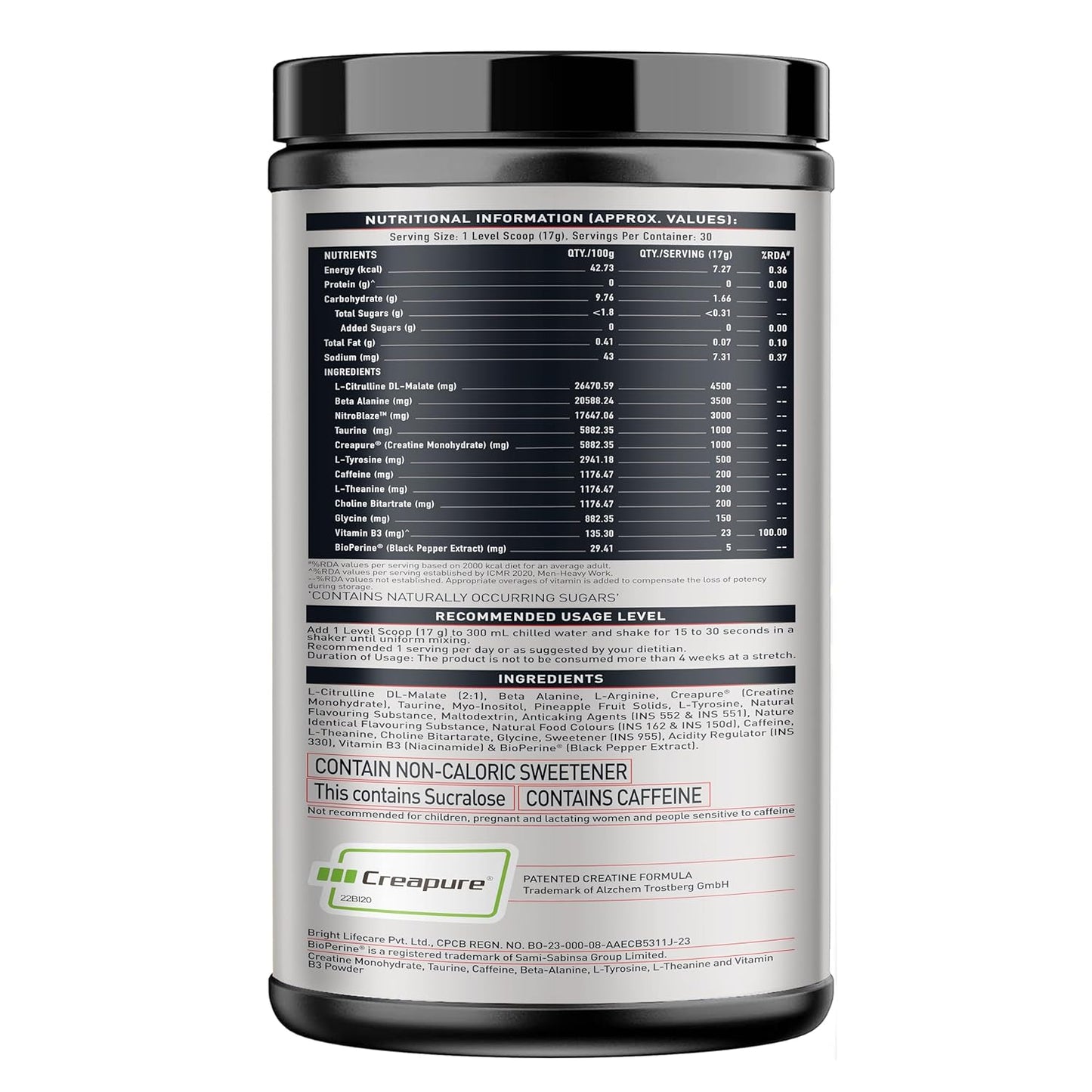 MuscleBlaze Pre Workout WrathX with Creapure Powder| Nitroblaze & BioPerine