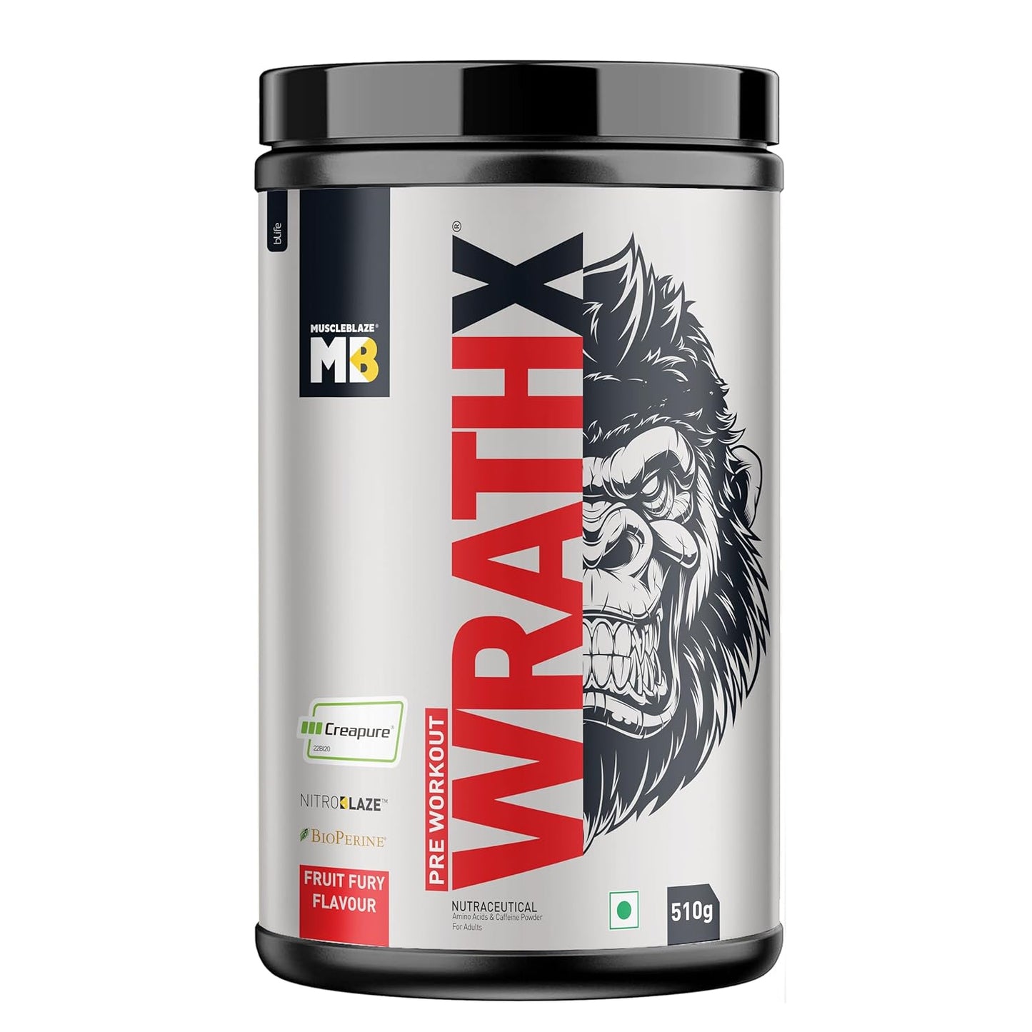 MuscleBlaze Pre Workout WrathX with Creapure Powder| Nitroblaze & BioPerine