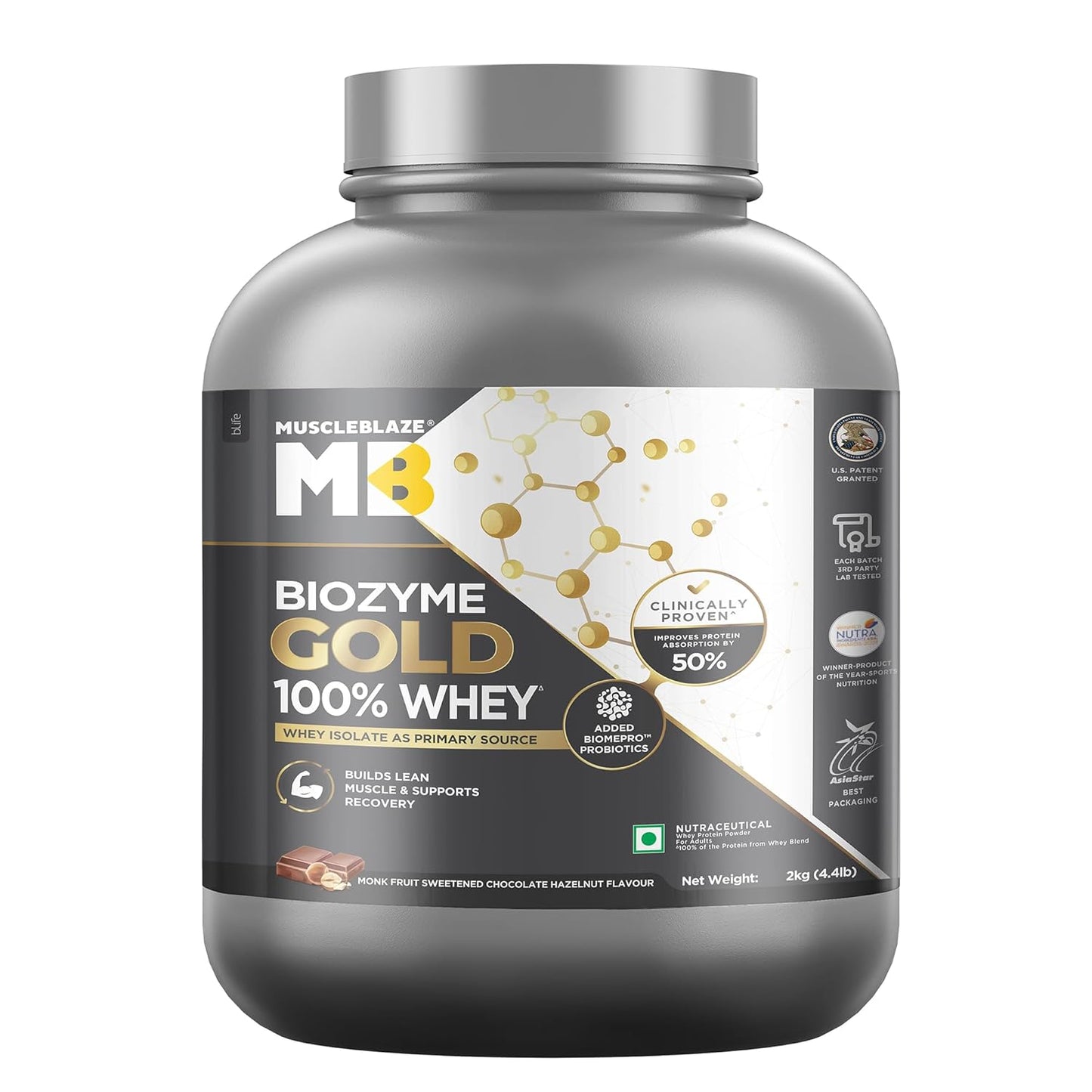 MuscleBlaze Biozyme Gold 100% Whey Protein | Whey Isolate as Primary Protein Source