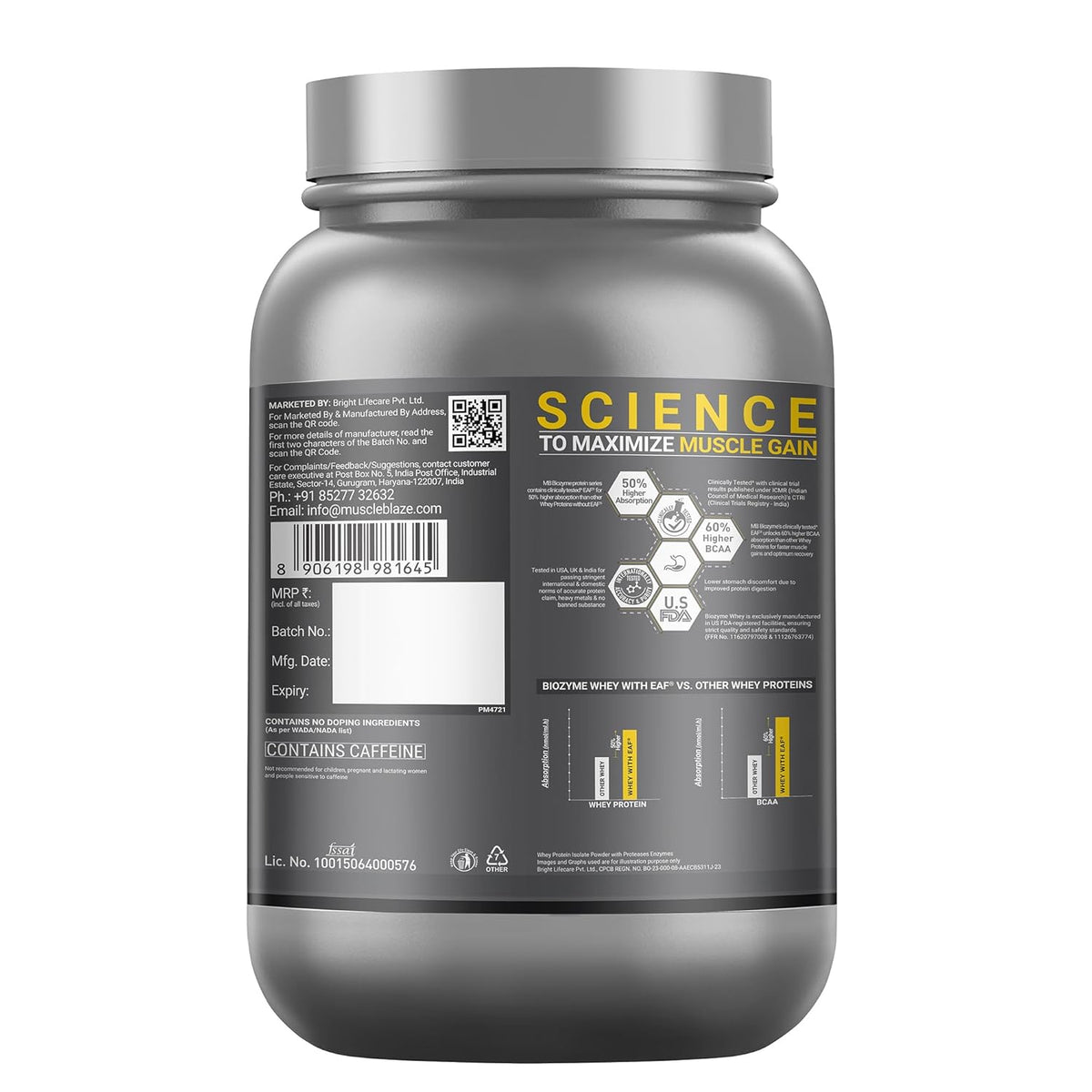 MuscleBlaze Biozyme Iso-Zero| Low Carb Whey Protein Isolate Powder| 27g Isolate Whey Per Scoop | USA Patent-Published Enhanced Absorption Formula (EAF)