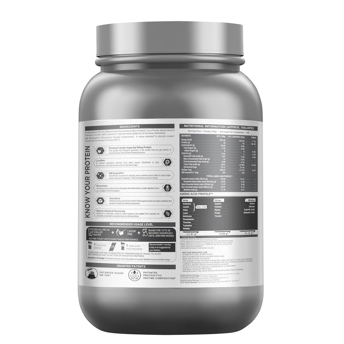 MuscleBlaze Biozyme Performance Whey Protein Powder | 25g Protein Per Scoop | Clinically Tested 50% Higher Protein Absorption