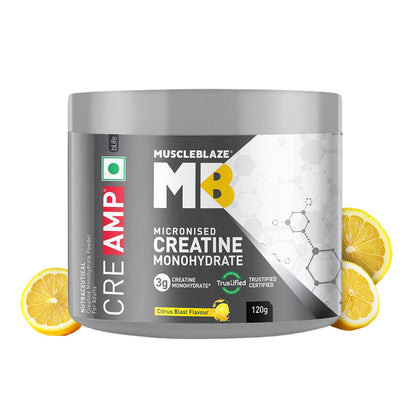 MuscleBlaze Micronised Creatine Monohydrate CreAMP Powder | Trustified Certified Creatine