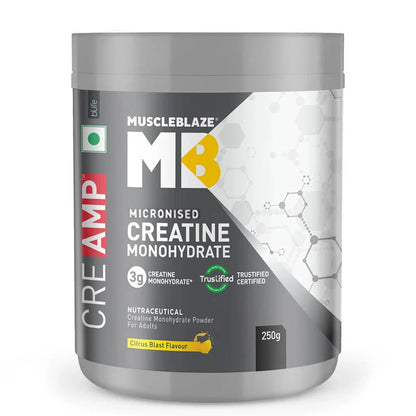 MuscleBlaze Micronised Creatine Monohydrate CreAMP Powder | Trustified Certified Creatine