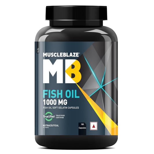 MuscleBlaze Omega 3 Fish Oil | Trustified Certified for Accuracy & Purity | 1000mg Omega 3 with 180mg EPA & 120mg DHA