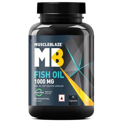 MuscleBlaze Omega 3 Fish Oil | Trustified Certified for Accuracy & Purity | 1000mg Omega 3 with 180mg EPA & 120mg DHA