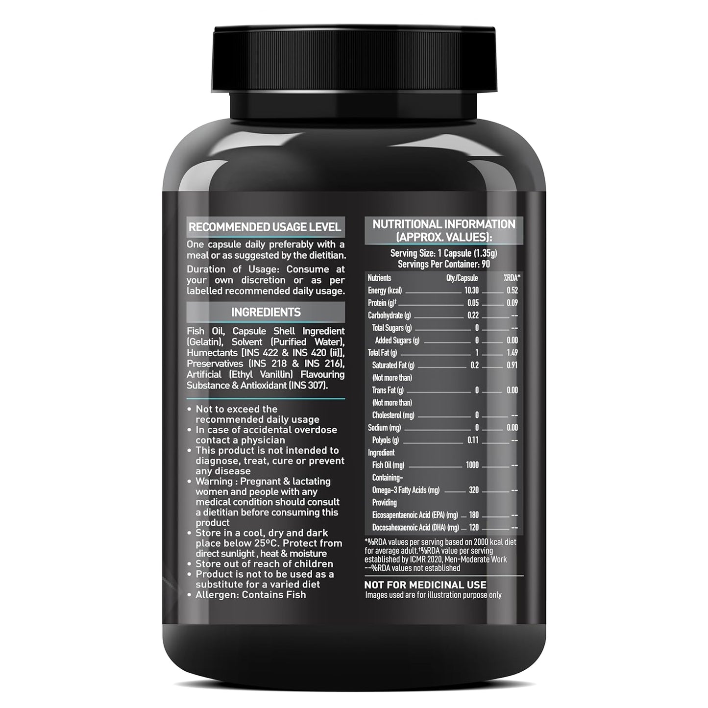 MuscleBlaze Omega 3 Fish Oil | Trustified Certified for Accuracy & Purity | 1000mg Omega 3 with 180mg EPA & 120mg DHA