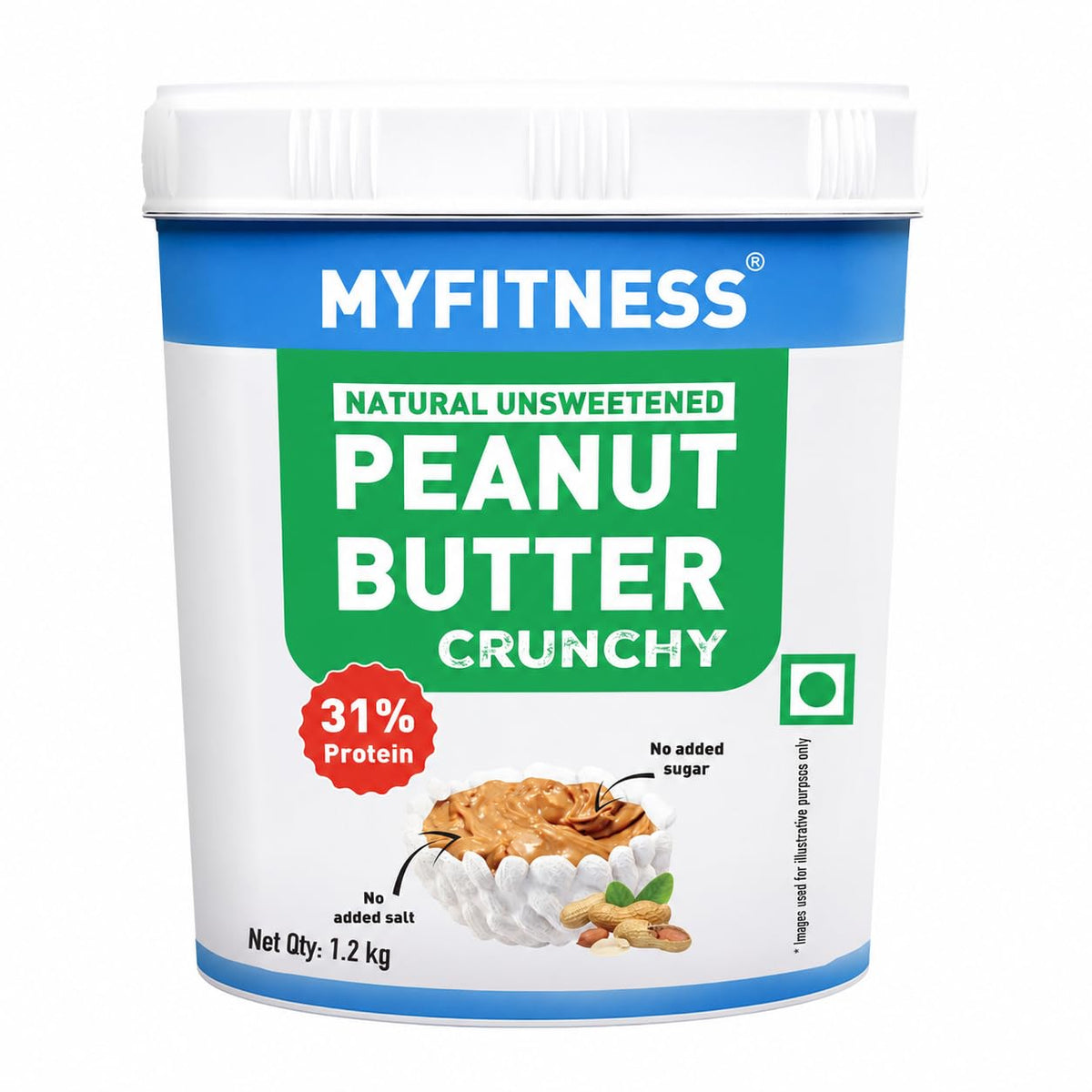MYFITNESS All Natural Peanut Butter | Unsweetened | No Added Sugar or Salt | No Palm Oil | Nut Butter Spread for Pre & Post-Workout | Cholesterol Free | Zero Trans Fat