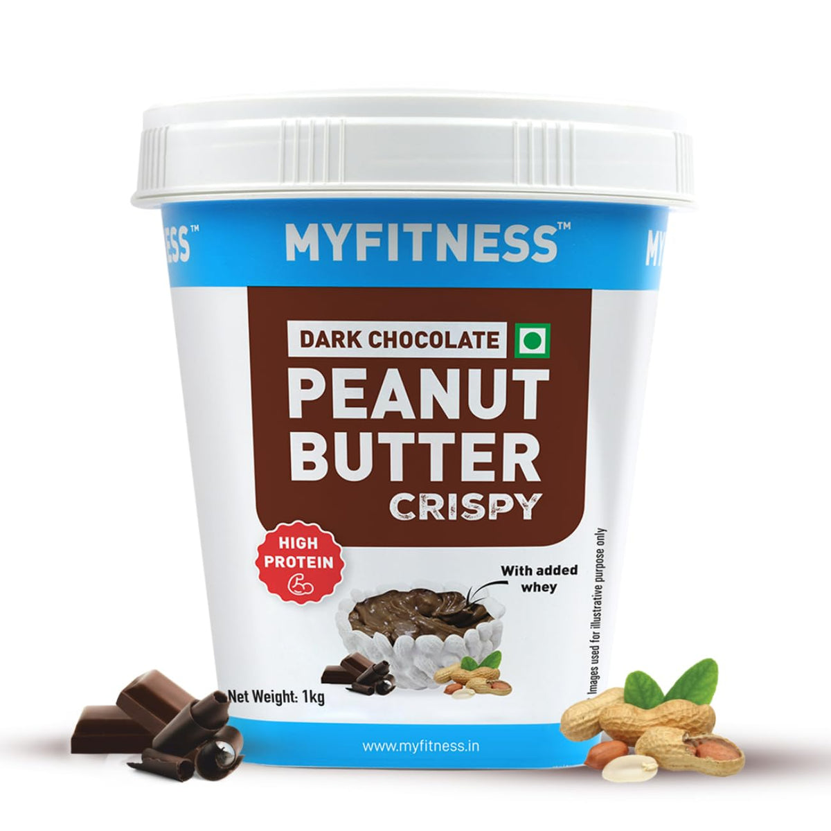 MYFITNESS Peanut Butter High Protein Dark Chocolate Spread | Added Whey Protein | For Muscle Building | Pre & Post-Workout Snacks | Cholesterol Free | Zero Trans Fat