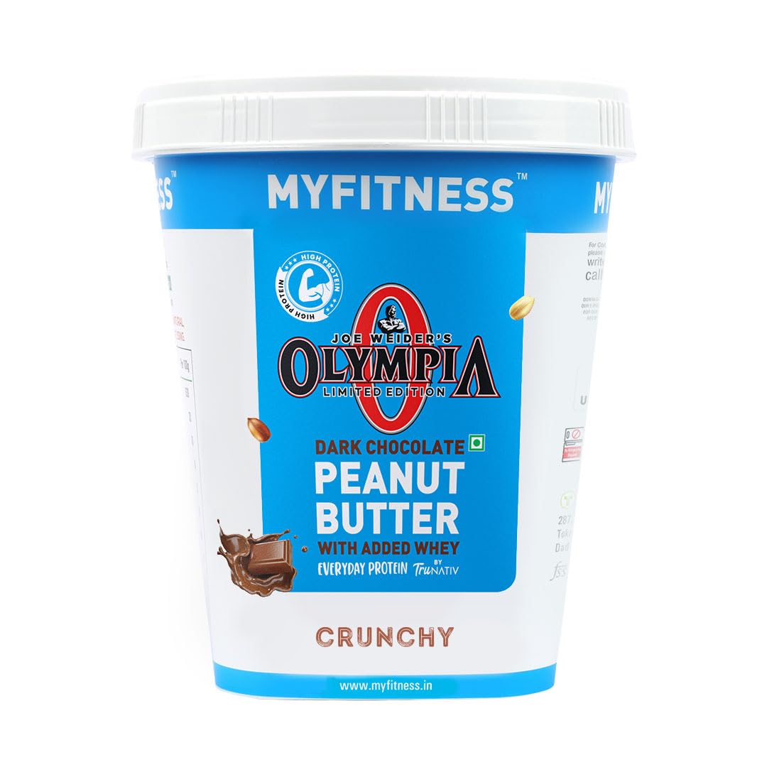 MYFITNESS Peanut Butter High Protein Dark Chocolate Spread | Added Whey Protein | For Muscle Building | Pre & Post-Workout Snacks | Cholesterol Free | Zero Trans Fat
