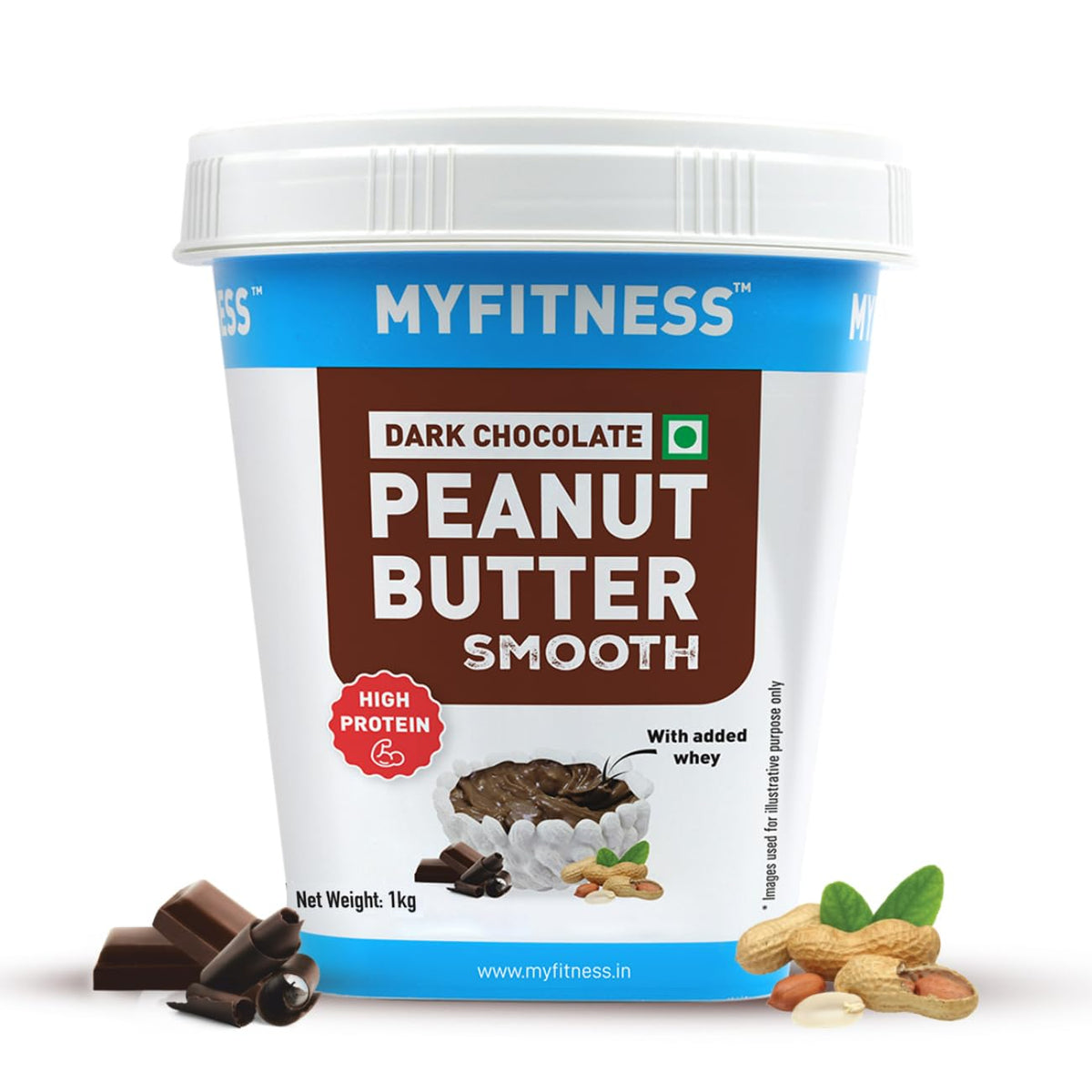 MYFITNESS Peanut Butter High Protein Dark Chocolate Spread | Added Whey Protein | For Muscle Building | Pre & Post-Workout Snacks | Cholesterol Free | Zero Trans Fat