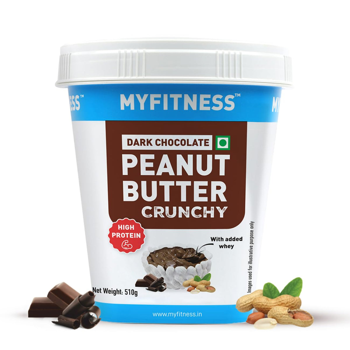MYFITNESS Peanut Butter High Protein Dark Chocolate Spread | Added Whey Protein | For Muscle Building | Pre & Post-Workout Snacks | Cholesterol Free | Zero Trans Fat