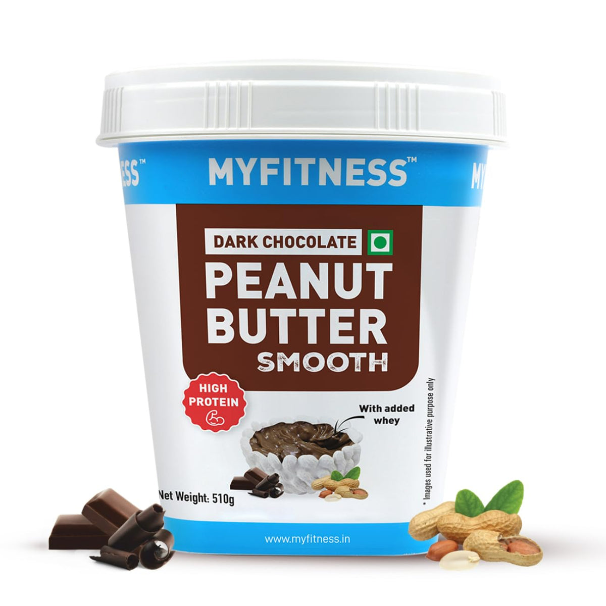 MYFITNESS Peanut Butter High Protein Dark Chocolate Spread | Added Whey Protein | For Muscle Building | Pre & Post-Workout Snacks | Cholesterol Free | Zero Trans Fat
