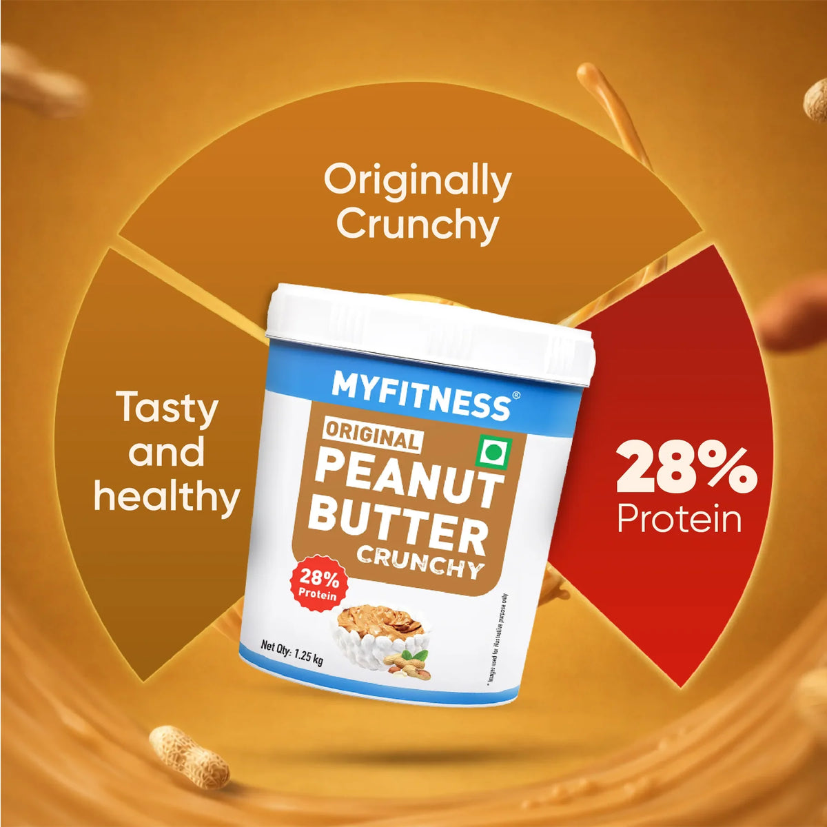 MYFITNESS Peanut Butter Original || 28% Protein| Classic Peanut Butter Spread
