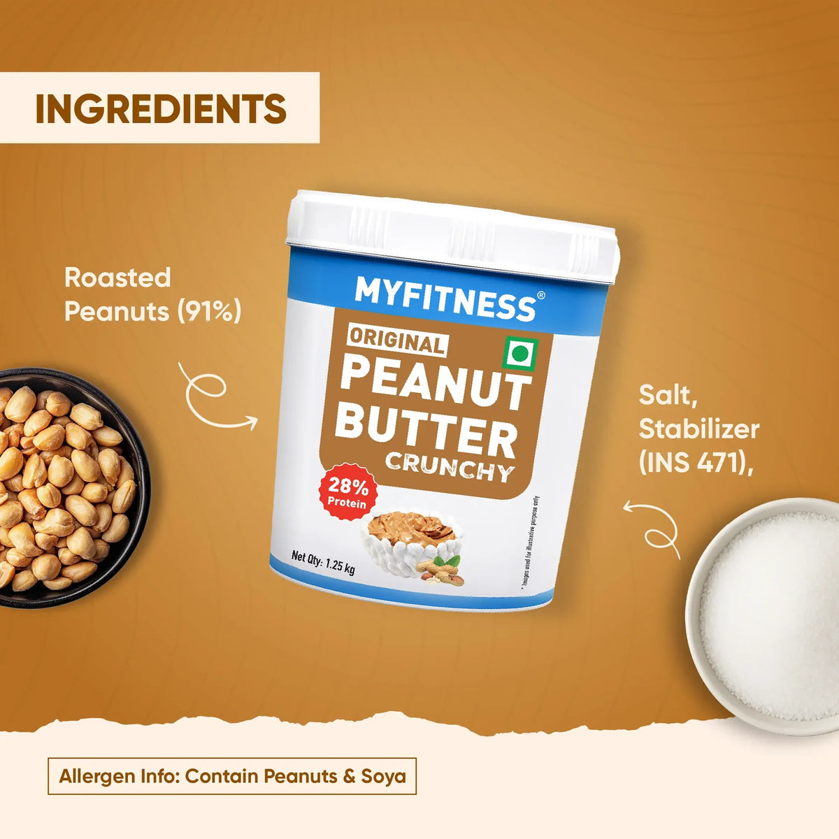 MYFITNESS Peanut Butter Original || 28% Protein| Classic Peanut Butter Spread