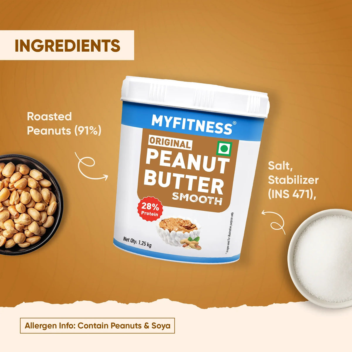 MYFITNESS Peanut Butter Original || 28% Protein| Classic Peanut Butter Spread