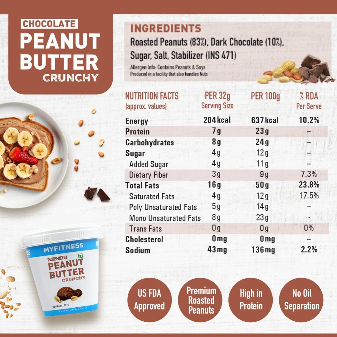 MYFITNESS Peanut Butter Chocolate | Tasty & Healthy Nut Butter Spread | Vegan | Cholesterol Free & Gluten Free | Zero Trans Fat