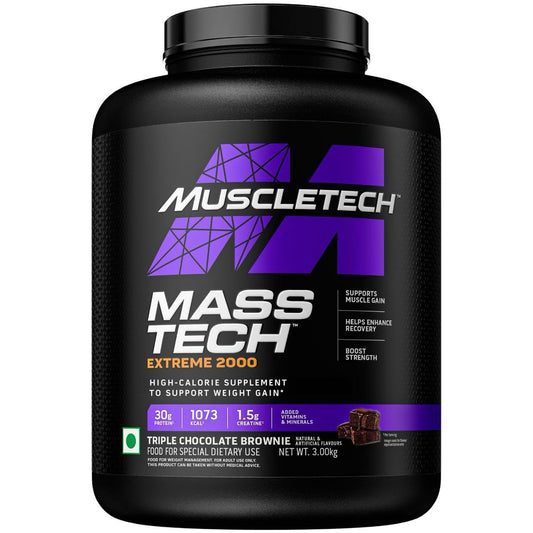 MuscleTech Veg Mass Gainer MassTech Extreme 2000 High Protein Food For Weight Gainer |30g Protein| 1073 Kcal| 1.5g Creatine & Added Vitamin, Minerals