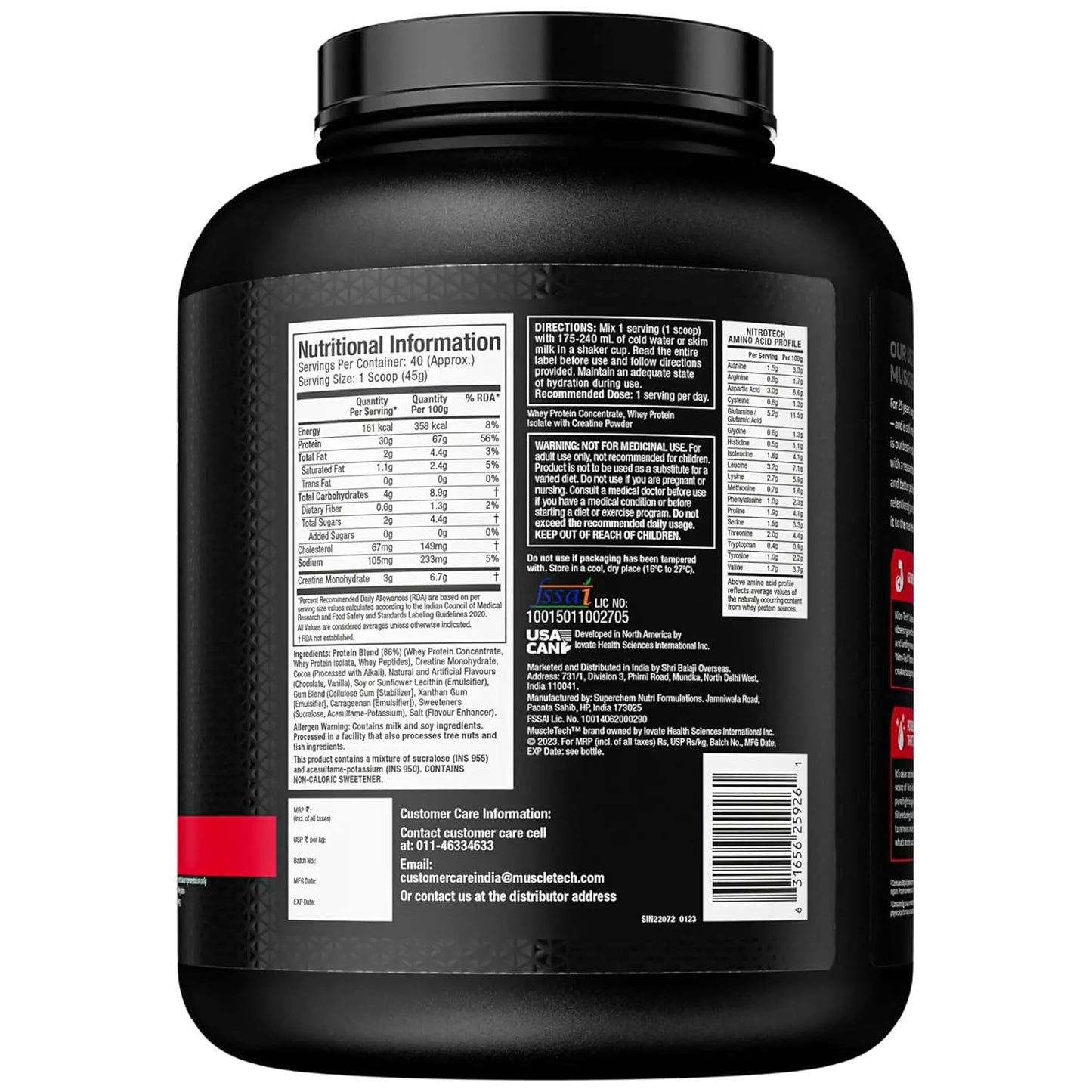 MuscleTech Nitro-Tech Whey Protein | 30g Protein| 3g creatine monohydrate| 6.7g BCAA| ultimate muscle building formula| increase strength & performance