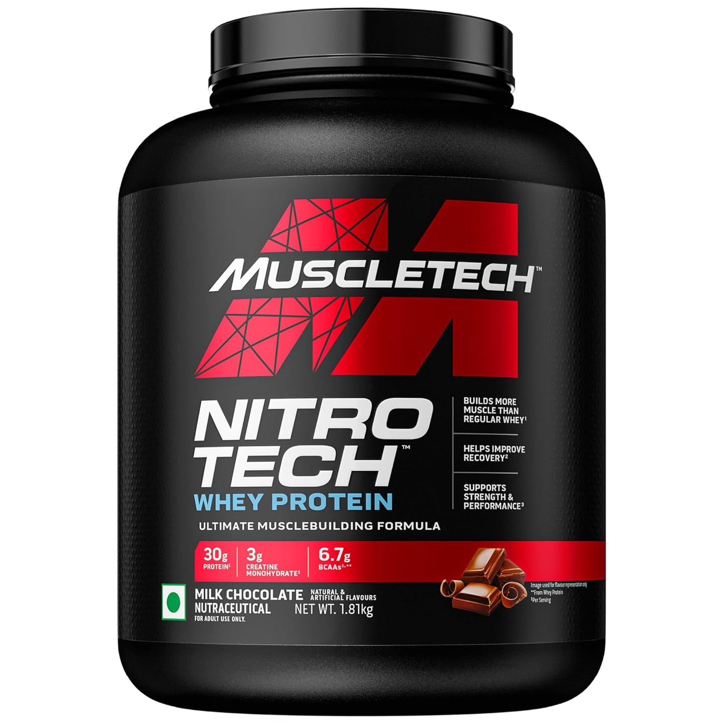 MuscleTech Nitro-Tech Whey Protein | 30g Protein| 3g creatine monohydrate| 6.7g BCAA| ultimate muscle building formula| increase strength & performance