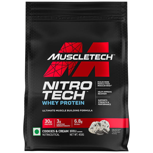 MuscleTech Nitro-Tech Whey Protein | 30g Protein| 3g creatine monohydrate| 6.7g BCAA| ultimate muscle building formula| increase strength & performance