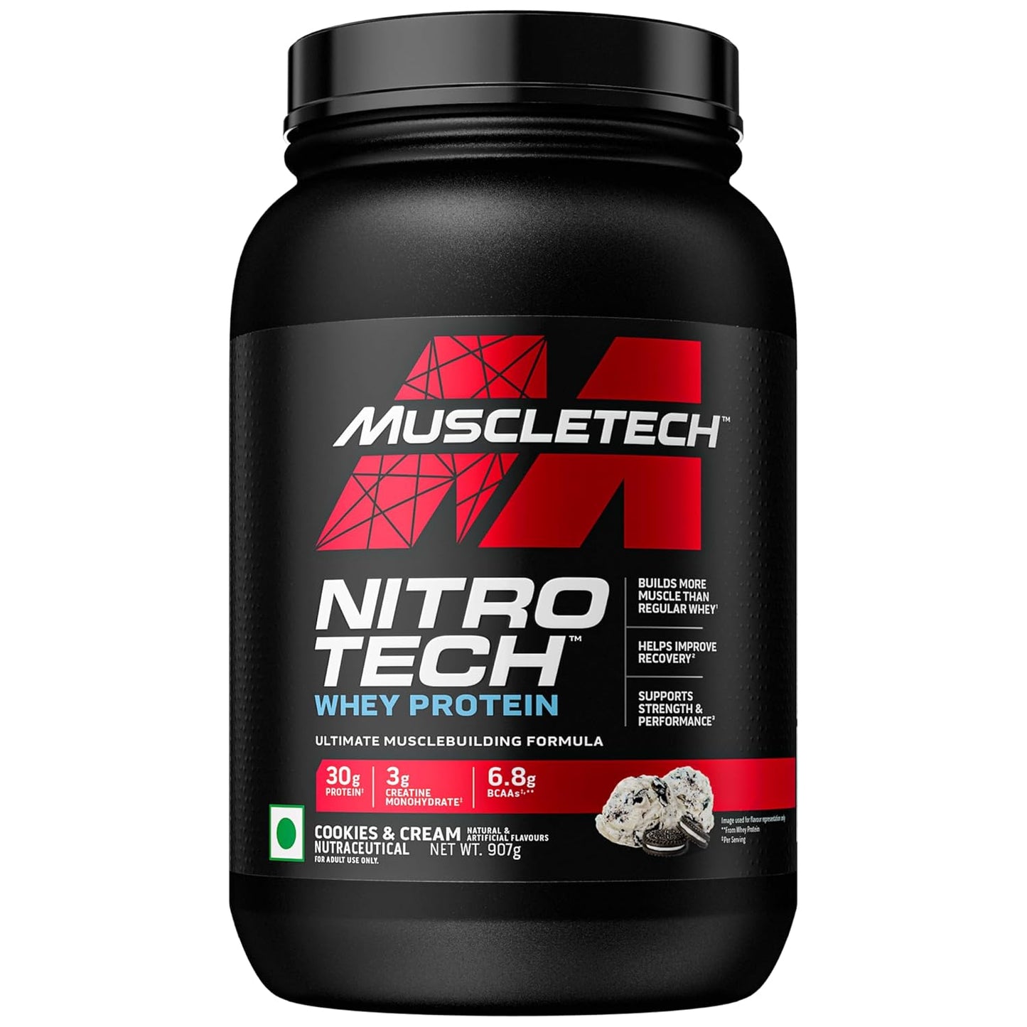 MuscleTech Nitro-Tech Whey Protein | 30g Protein| 3g creatine monohydrate| 6.7g BCAA| ultimate muscle building formula| increase strength & performance