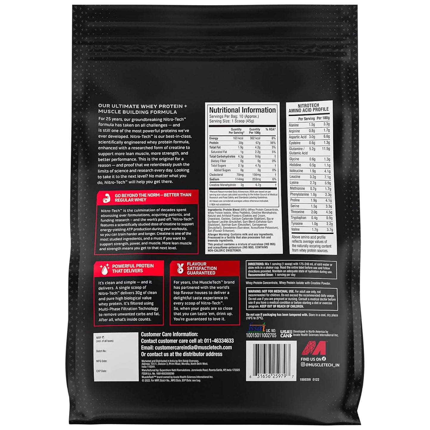 MuscleTech Nitro-Tech Whey Protein | 30g Protein| 3g creatine monohydrate| 6.7g BCAA| ultimate muscle building formula| increase strength & performance