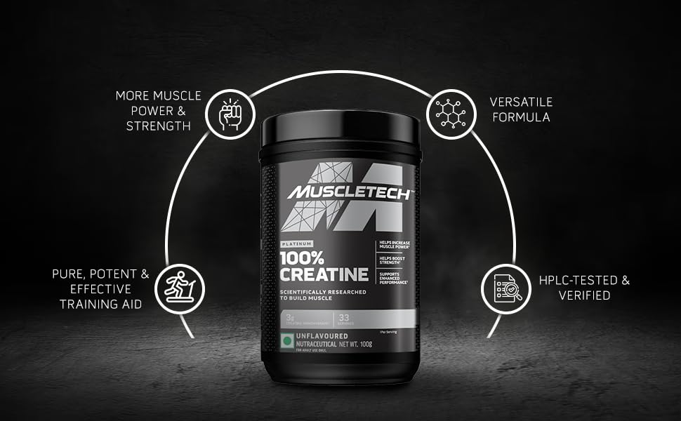 MuscleTech Platinum 100% Creatine Powder | Scientifically Researched to Build Muscle | Increase Muscle Power |Boost Strength & Enhance Performance