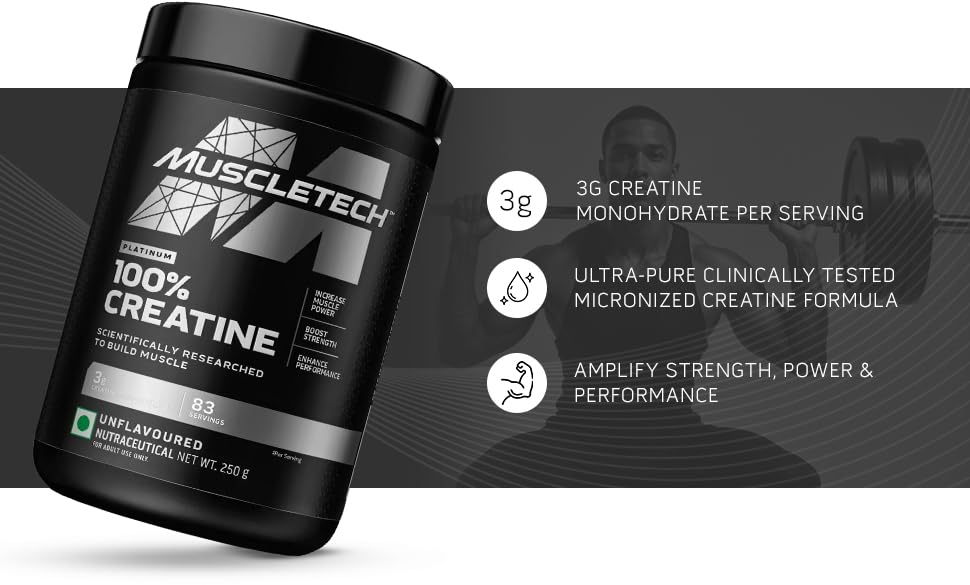 MuscleTech Platinum 100% Creatine Powder | Scientifically Researched to Build Muscle | Increase Muscle Power |Boost Strength & Enhance Performance