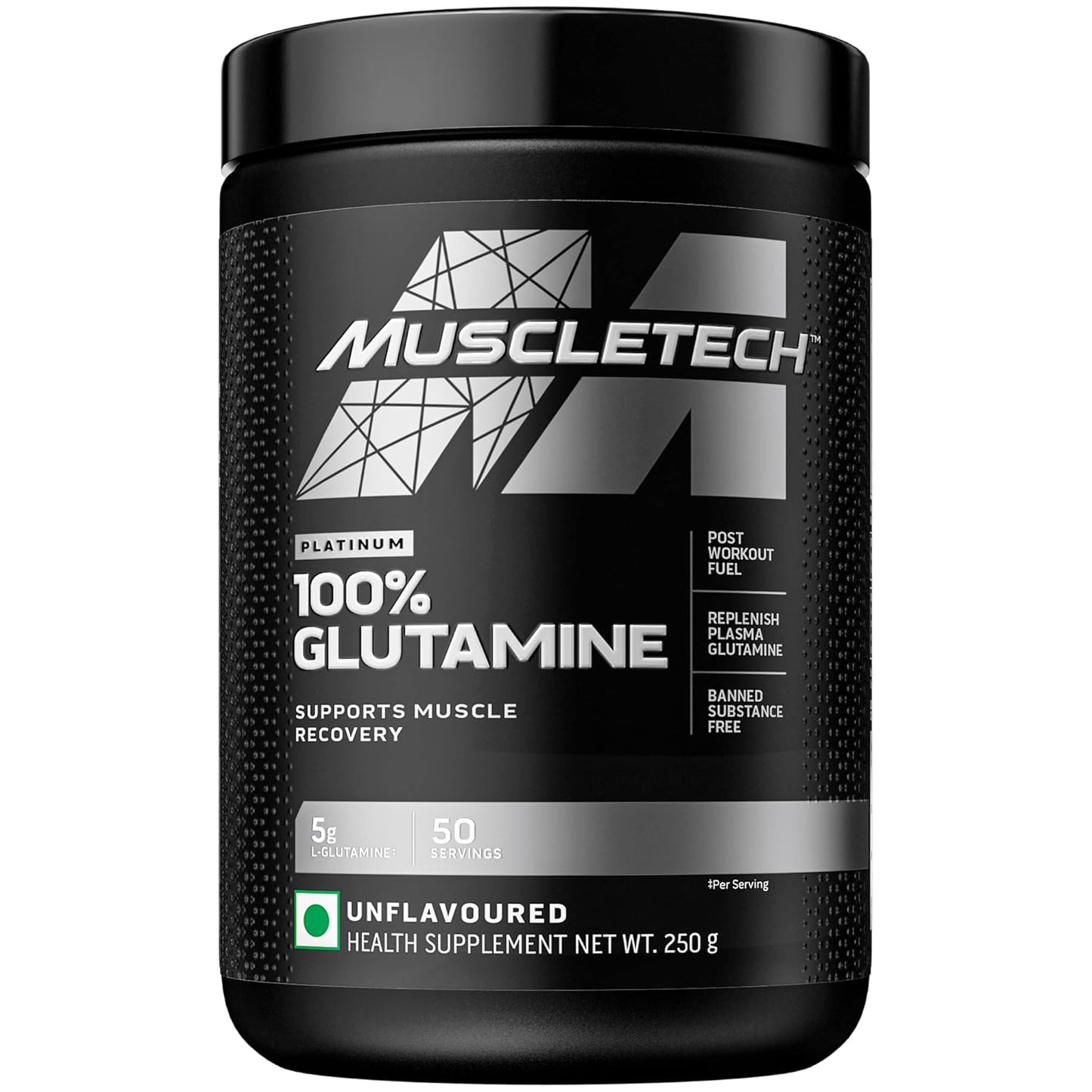 Muscletech Glutamine | Muscletech Platinum 100% Glutamine | Post Workout Recovery Drink | L-Glutamine Powder For Men & Women | Muscle Recovery