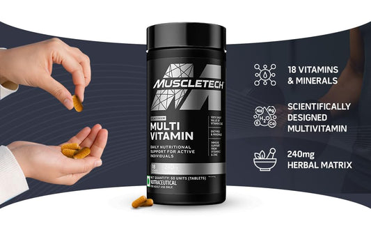 MuscleTech Platinum Multivitamin,Vitamin C for Immune Support | 18 Vitamins & Minerals