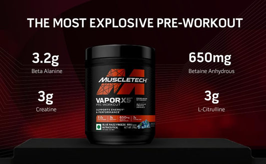 MuscleTech Vapor X5 Pre Workout Powder Support Energy and Performance with Creatine Monohydrate| Beta Alanine| L-Citrulline & Caffeine