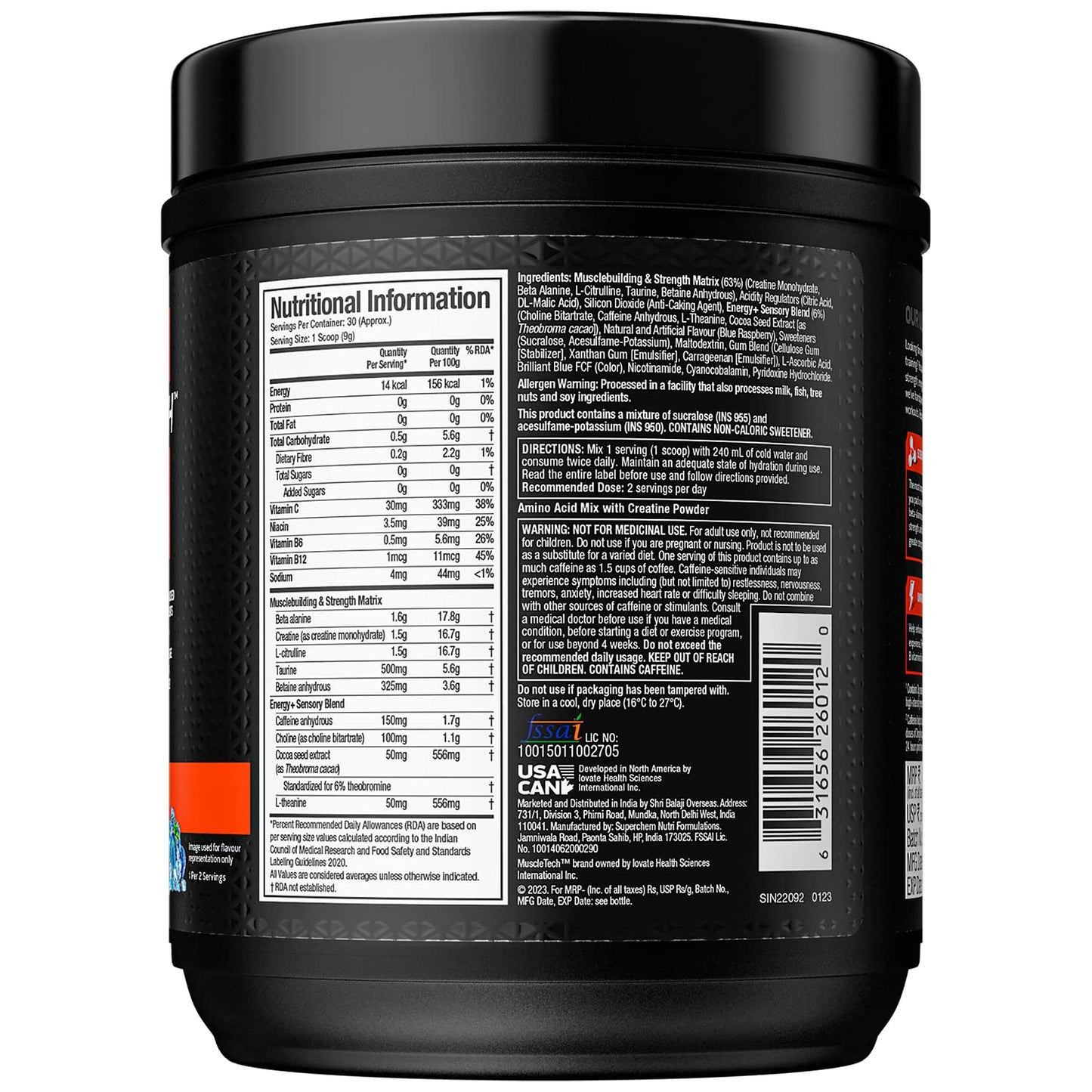 MuscleTech Vapor X5 Pre Workout Powder Support Energy and Performance with Creatine Monohydrate| Beta Alanine| L-Citrulline & Caffeine