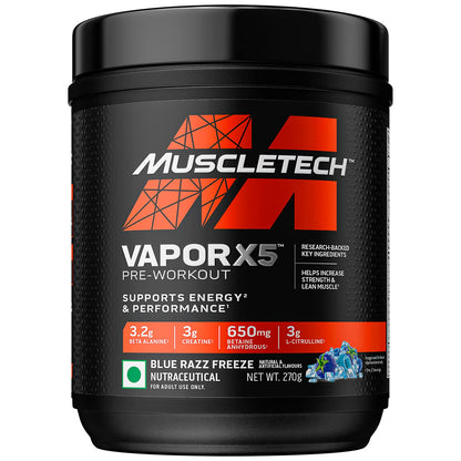 MuscleTech Vapor X5 Pre Workout Powder Support Energy and Performance with Creatine Monohydrate| Beta Alanine| L-Citrulline & Caffeine